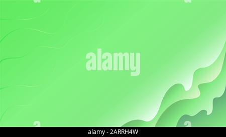 Green papercut green waves eco natural background. Template for web in natural greeny eco cutout style. Stock Vector