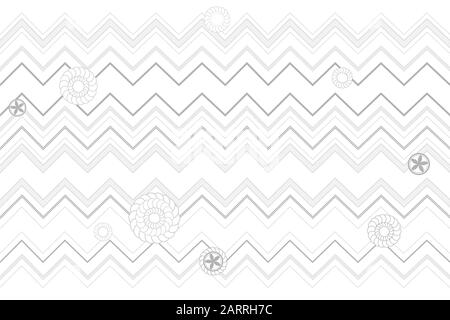 Lines and flowers black and white geometric pattern japanese style vector. Simple lines decoration texture print Stock Vector