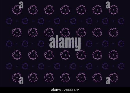 Dark neon geometric abstract flowers floral decoration pattern purple and pink colors stroke style Stock Vector