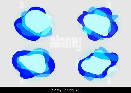 Blue modern vibrant spots round shapes elements layered set. Free round shapes blue neon vivid colors set Stock Vector