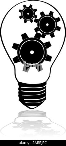 Gears inside light bulb icon design illustration Stock Vector Image ...
