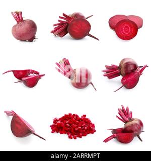 Set of ripe beet on white background Stock Photo