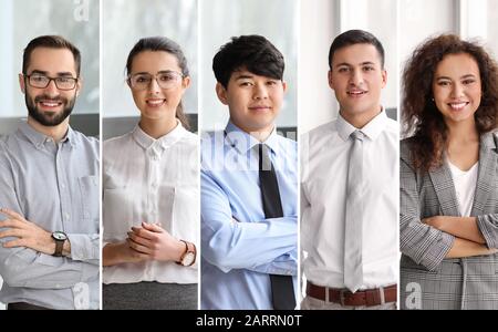 Collage with business people in office Stock Photo