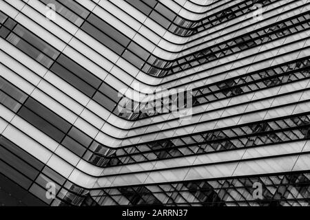 Abstract lines of exterior walls of modern building located in Gdynia port area Stock Photo