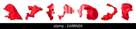 Collage with flying fabric on white background Stock Photo