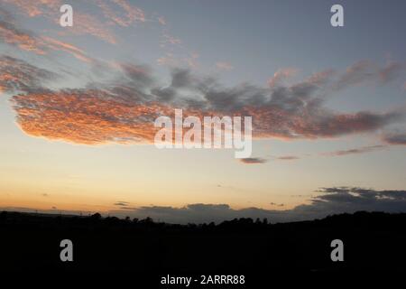 Rare and unusual cloud formation in September sky Stock Photo