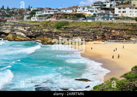 Sydney, NSW, Australia - October 31,2017: Unidentified people on beach of Tamarama on the coast at Bondi Stock Photo