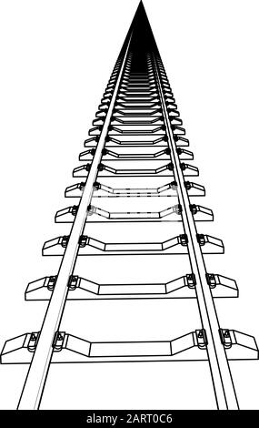 The railway going forward. 3d vector illustration on a white background ...