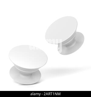 Download Blank white phone pop socket mock up, isolated, top view, 3d rendering. Empty folded and ...