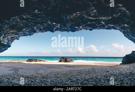 Cave Hanakapiai beach Kauai Stock Photo