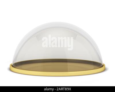 Glass dome on a stand. 3d illustration isolated on white background ...