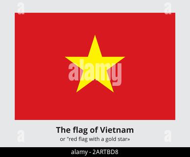 The flag of The Democratic Republic of Vietnam. It depicts a five-pointed star on a red background. Vietnamese state symbol. Stock Vector
