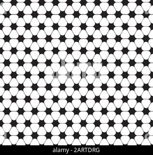 Seamless curved star flower pattern Stock Vector