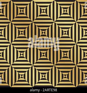 Abstract Seamless Black and Gold Art Deco Vector Pattern Stock Vector