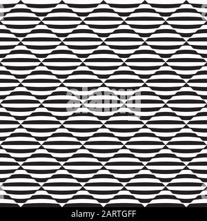 Seamless abstract black and white optical art illusion pattern Stock Vector