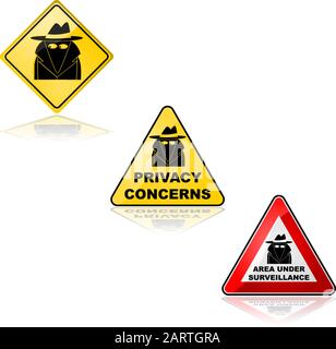Icon set showing signs with a spy to alert about privacy concerns Stock Vector