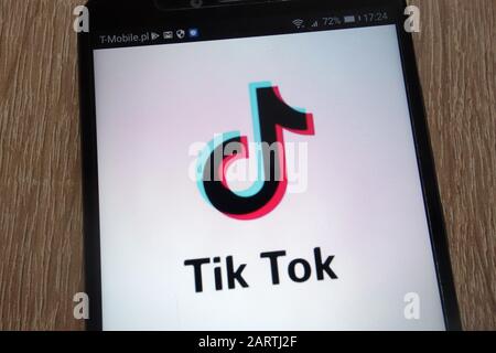 Tik Tok logo displayed on a modern smartphone Stock Photo