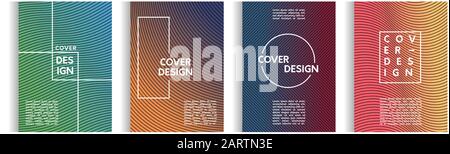 set of design templates with abstract lines on the background of a stylish gradient for posters, brochures, albums Stock Vector