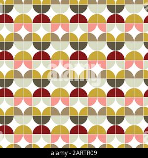 Seamless vintage geometric leaf style pattern in Autumn tones. Stock Vector