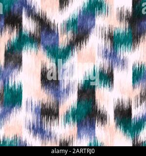 Noisy stylized grungy ikat geo worn rug seamless Stock Vector
