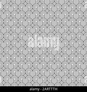 Seamless Art Deco curling wave pattern background Stock Vector