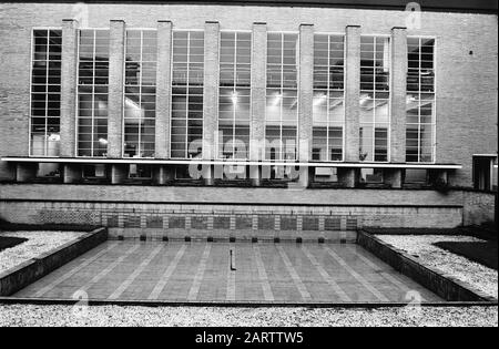 City Hall in Hilversum by architect W.M. Dudok, interior Date: December 6, 1974 Location: Hilversum, Noord-Holland Keywords: architecture, buildings, council halls, town halls Stock Photo