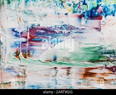 Smears of colored paint on canvas Stock Photo