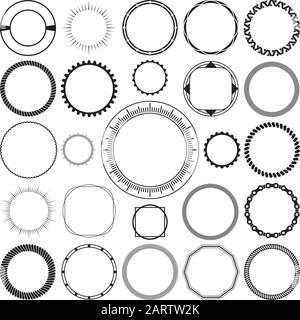Collection of Round Decorative Ornamental Border Frames with Clear Background. Ideal for vintage label designs. Stock Vector
