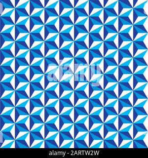 Seamless faceted polyhedral triangle background pattern texture in tones of blue. Stock Vector
