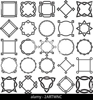 Collection of Knotwork Decorative Ornamental Border Frames. Ideal for label designs. Stock Vector