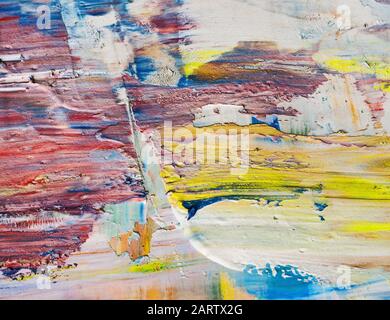 Smears of colored paint on canvas Stock Photo