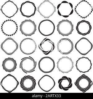 Collection of Spiral Decorative Ornamental Border Frames. Ideal for label designs. Stock Vector