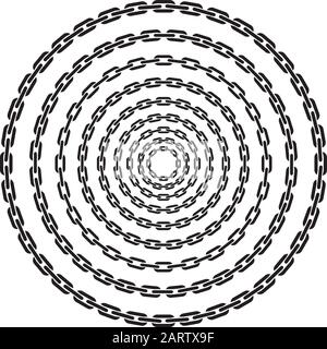 Collection of round chain border frames in various sizes. Ideal for use in label designs. Stock Vector