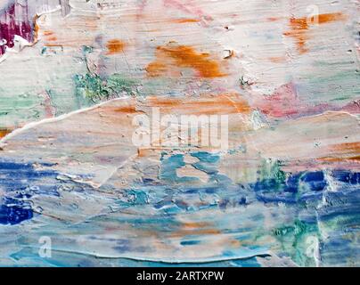 Smears of colored paint on canvas Stock Photo