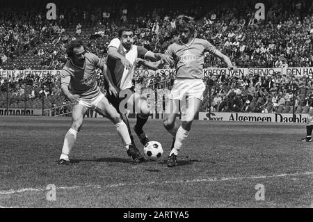 Feyenoord against Radnicki Nis 1-0 UEFA-cup. Jan van Deinsen (l