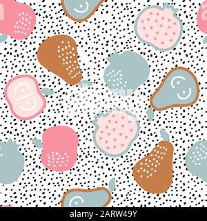 Seamless pattern with fruits in scandinavian style. Creative summer texture. Great for fabric, textile vector illustration Stock Vector