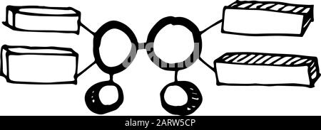 Doodle style infographics table. Vector outline illustration. Scheme for your business.Sketchy elements.Hand drawn frames.Abstract frameworks. Line ar Stock Vector