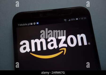 Amazon logo on a smartphone Stock Photo