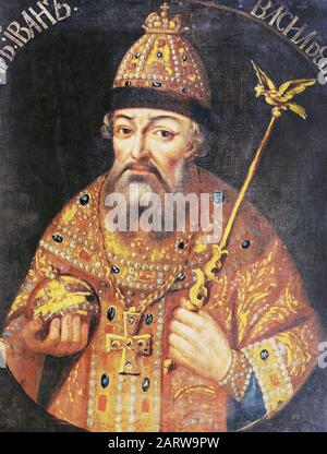 Portrait of the Russian Tsar Ivan the Terrible (Ivan IV). Painting of the 16th century. Stock Photo