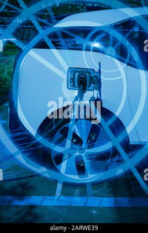 Composite image of binary codes and lines Stock Photo