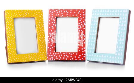 Bright photo frames on white background Stock Photo