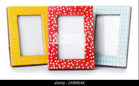 Bright photo frames on white background Stock Photo