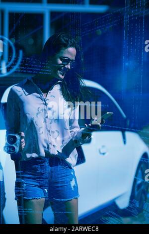 Composite image of binary codes and lines Stock Photo