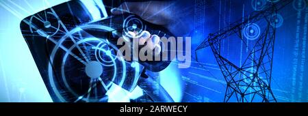 Composite image of binary codes and lines Stock Photo