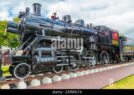 Kingston, Ontario, Canada, August, 2014: Canadian Pacific Railways old train at Confederation Park in Kingston. Stock Photo