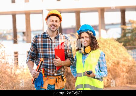 Portrait of architects in building area Stock Photo