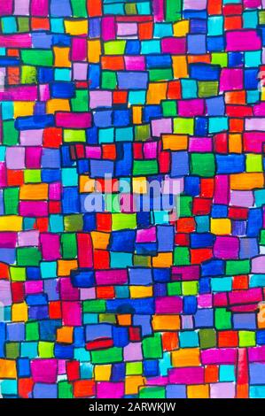 Colorful abstract mosaic of squares and rectangles Stock Photo