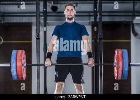 athlete in weightlifting Stock Photo