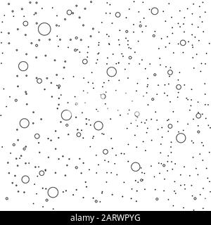 Seamless pattern with circles and dots of different sizes in a chaotic manner. Various diameter round shapes randomly placed on continuous background. Stock Vector