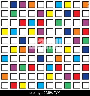 Colorful square cells seamless pattern. Continuous background of 3d cell structure. Repeating geometric texture with pseudo threedimensional squares o Stock Vector